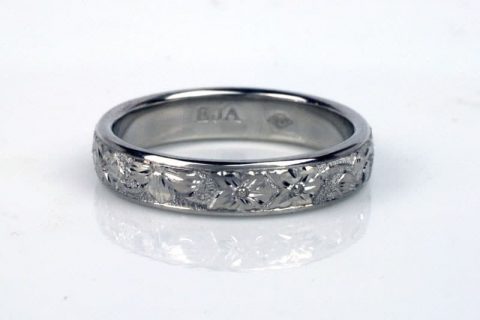 Cherry blossom engraved wedding rings - Ethical Jewellery Australia